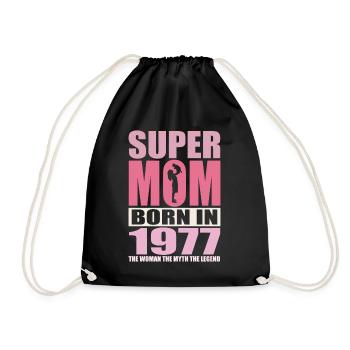 Mom's birthday 1977 | Super Mom - Drawstring Bag - black - Front