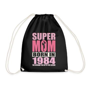 Mom's birthday 1984 | Super Mom - Drawstring Bag - black - Front