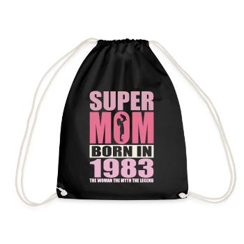 Mama Geburtstag 1983 | Super Mom - Turnbeutel - Schwarz - Vorne