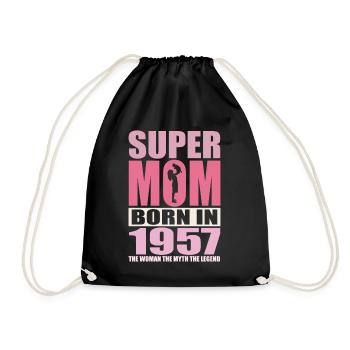 Mom's birthday 1957 | Super Mom - Drawstring Bag - black - Front