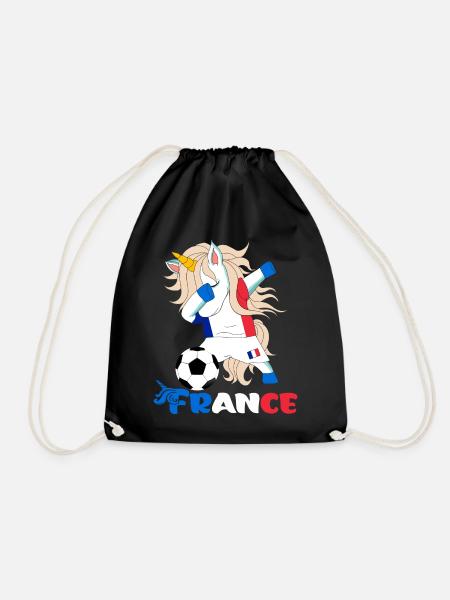 Funny Dabbing Unicorn Supporter the France team - Drawstring Bag - black