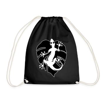 Salamander and leaf - Drawstring Bag - black - Front
