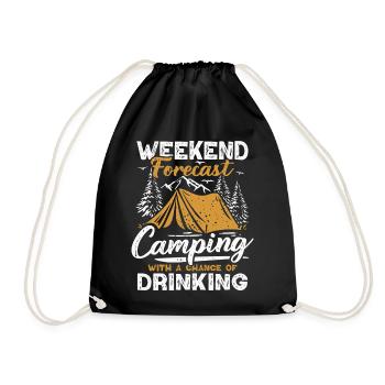 Camping Forecast Beer Tent Mountains Hiking Camper - Drawstring Bag - black - Front