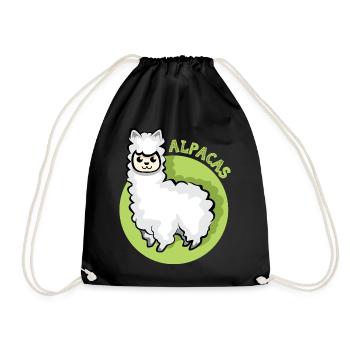 alpaca lama symbol comic cartoon süß Alpaka icon - Turnbeutel - Schwarz - Vorne