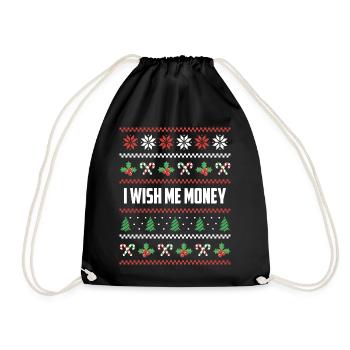 Je veux de l’argent pour Noël - Sac de sport léger - noir - Devant