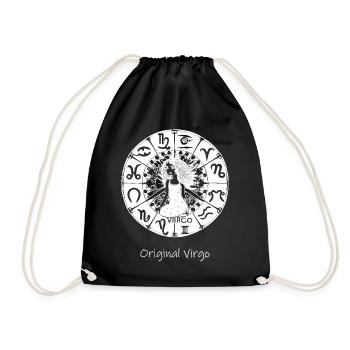 Zodiac sign Virgo 002 white - Drawstring Bag - black - Front