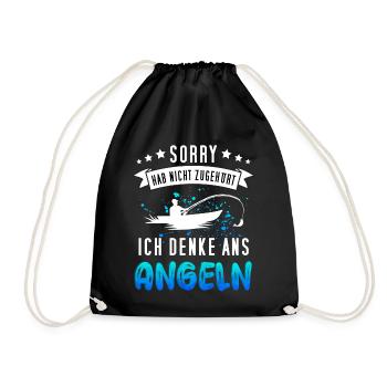 Lustiges Angler Design - Funny Fischer Motiv - Turnbeutel - Schwarz - Vorne