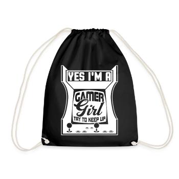 Oui, je suis une fille de joueur Essayez de continuer à jouer drôle - Sac de sport léger - noir - Devant
