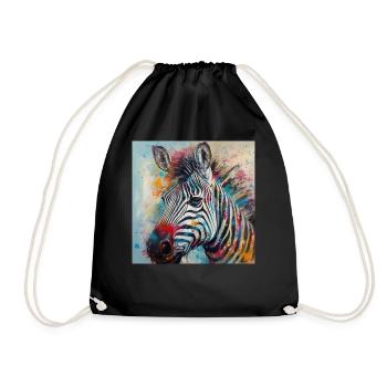 Modern & Colourful Zebra Wall Art by Bodhi - Drawstring Bag - black - Front