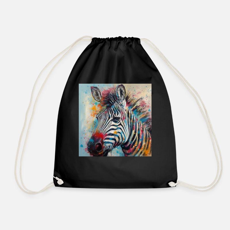 Modern & Colourful Zebra Wall Art by Bodhi - Drawstring Bag - black