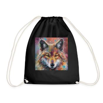 Modern & Colourful Wolf Wall Art by Bodhi - Drawstring Bag - black - Front