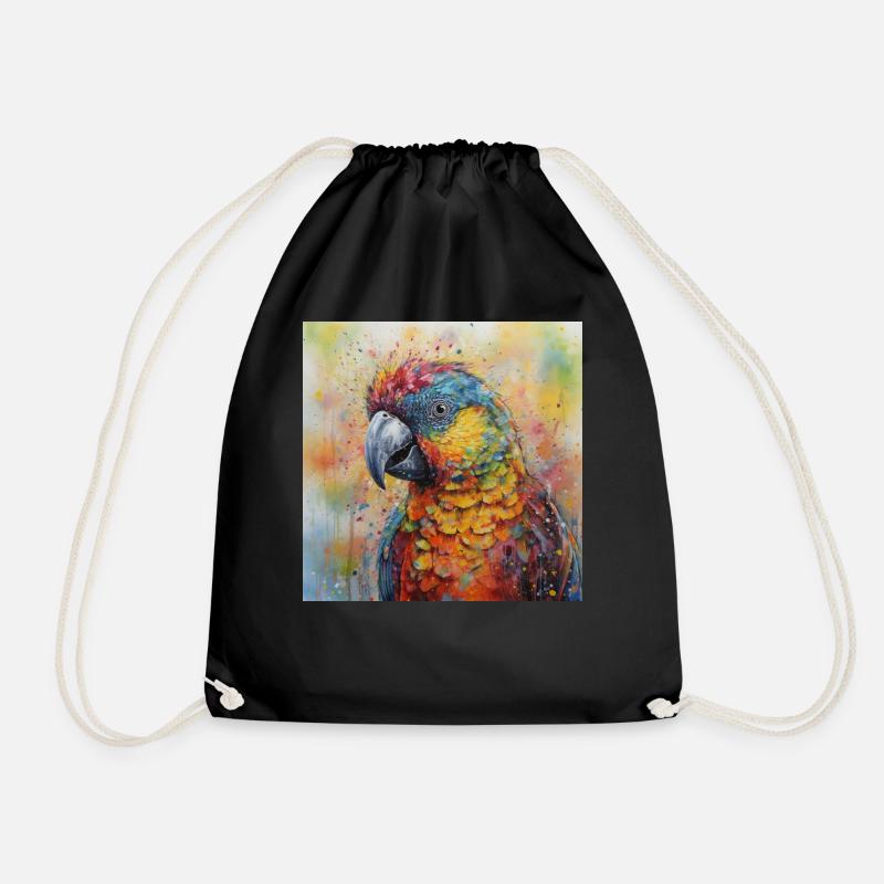 Modern & Colourful Parrot Wall Art by Bodhi - Drawstring Bag - black
