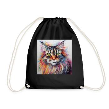 Colourful Maine Coon Cat - Drawstring Bag - black - Front