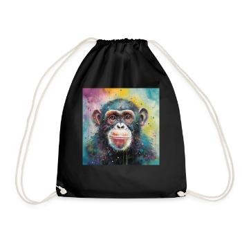 Modern & Colourful Chimpanzee Wall Art by Bodhi - Drawstring Bag - black - Front
