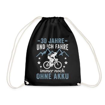 Radfahrer 30. Geburtstag Fahrrad ohne Akku - Turnbeutel - Schwarz - Vorne