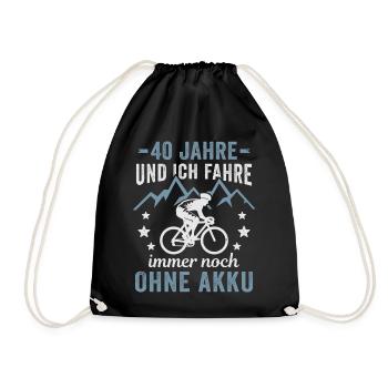 Radfahrer 40. Geburtstag Fahrrad ohne Akku - Turnbeutel - Schwarz - Vorne