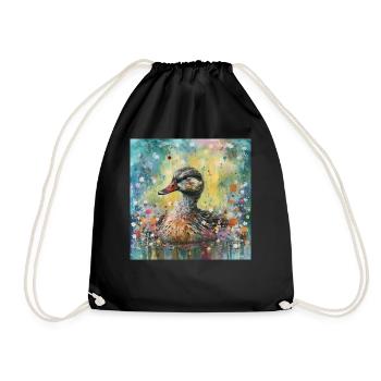 Modern & Colourful Duck Wall Art by Bodhi - Drawstring Bag - black - Front
