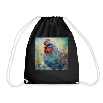Modern & Colourful Chicken Wall Art by Bodhi - Drawstring Bag - black - Front