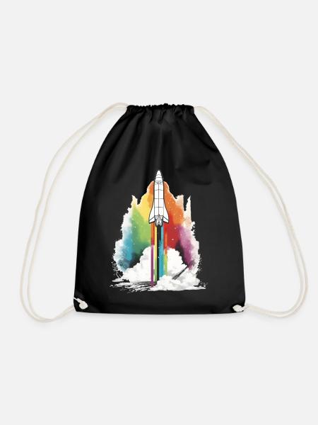 Regenbogen Rakete - Turnbeutel - Schwarz