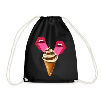 Ice licking tongue - Drawstring Bag - black - Front