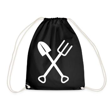 Gardener Tools Garden Spade Shovel Rake - Drawstring Bag - black - Front