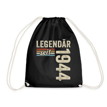 80. Geburtstag Retro Legendär seit 1944 - Turnbeutel - Schwarz - Vorne