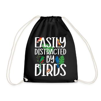Easily Distracted by Birds - Drawstring Bag - black - Front