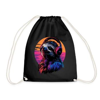 Faultier Musik - SLOTH MUSIK HEADPHONES - Turnbeutel - Schwarz - Vorne
