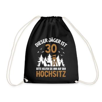30. Geburtstag Jäger 30 Jahre Jagd Hochsitz - Turnbeutel - Schwarz - Vorne