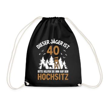 40. Geburtstag Jäger 40 Jahre Jagd Hochsitz - Turnbeutel - Schwarz - Vorne
