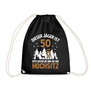 50. Geburtstag Jäger 50 Jahre Jagd Hochsitz - Turnbeutel - Schwarz - Vorne