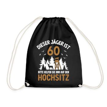 60. Geburtstag Jäger 60 Jahre Jagd Hochsitz - Turnbeutel - Schwarz - Vorne