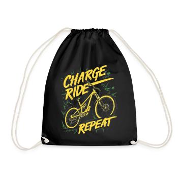 Charge Ride Repeat Cycle Design - Drawstring Bag - black - Front