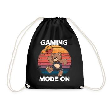 Teddy Bear Playing Basketball Vintage - Drawstring Bag - black - Front