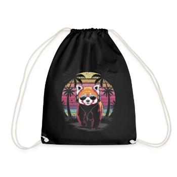 Panda roux avec lunettes de soleil et écouteurs - Sac de sport léger - noir - Devant