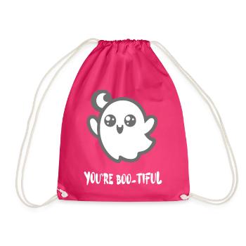 Déguisement de fantôme d’Halloween BOO-TIFUL Diction drôle - Sac de sport léger - fuchsia - Devant