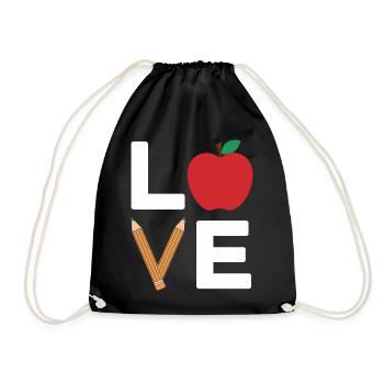 Love Apple Pencil Typography - Drawstring Bag - black - Front