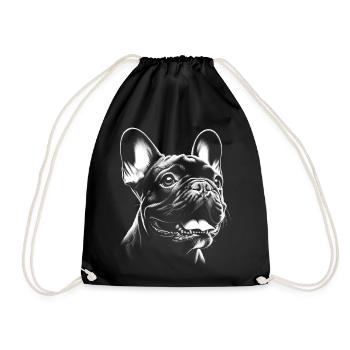 Tête de bouledogue français en noir et blanc - Sac de sport léger - noir - Devant