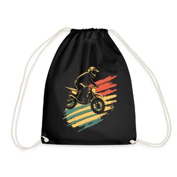 Motocross Vintage Motocrossfahrer Motorrad - Turnbeutel - Schwarz - Vorne