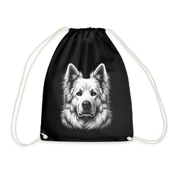 White Swiss Shepherd as a portrait - Drawstring Bag - black - Front
