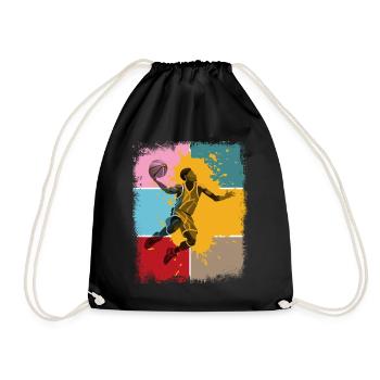Basketball Basketballer Spieler Fan Vintage Retro - Turnbeutel - Schwarz - Vorne