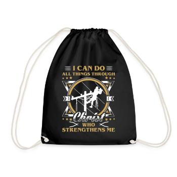 Lineman I Can Do All Things - Drawstring Bag - black - Front