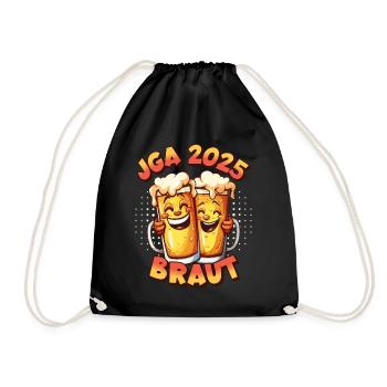 JGA 2025 Braut Bier Alkohol Saufen Party Lustig - Turnbeutel - Schwarz - Vorne