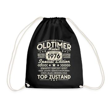 Oldtimer 1976 Jahrgang Vintage Retro Geburtstag - Turnbeutel - Schwarz - Vorne