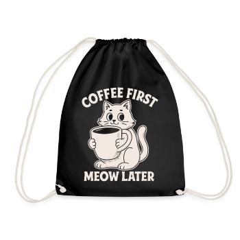 Katzensprüche Kaffee Liebhaber Motiv - Turnbeutel - Schwarz - Vorne