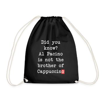 Al Pacino Cappuccino Tasse – lustiges Kaffee-Motiv - Turnbeutel - Schwarz - Vorne