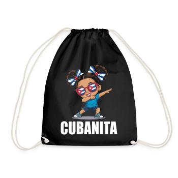 Cuba Flag Cute Cubanita Girls Women - Drawstring Bag - black - Front