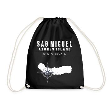 São Miguel Azores Compass Retro - Drawstring Bag - black - Front