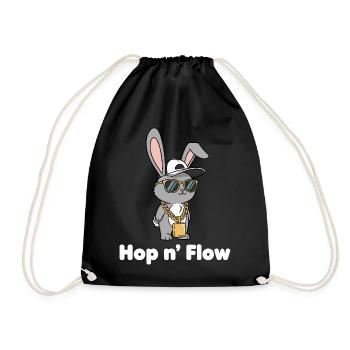 Hop n' Flow bunny with chain - Drawstring Bag - black - Front