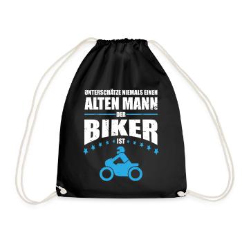 Alter Mann - Biker | Retro Vintage - Turnbeutel - Schwarz - Vorne